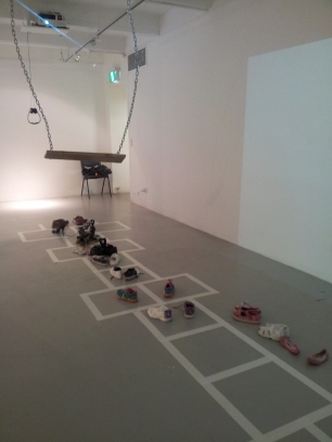 2015, 'Back & Forth', Duo-exhibition with Meg Wilson. Nexus Gallery, Adelaide, Australia Multimedia Artwork - Video Performances, Shoes, Swing, Sound, Tape